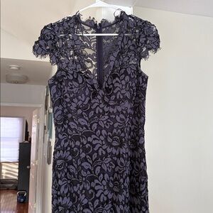 Chic Floral Lace Long Sleeve Dress - Black